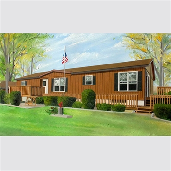 Hand Painted Oil Painting Portrait of A Brown School Building with A flag,by myDaVinci - myDaVinci